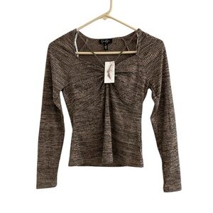 Jessica Simpson Women's Inara Knit Sweetheart-Neckline Top Size S Rose Cloud NWT